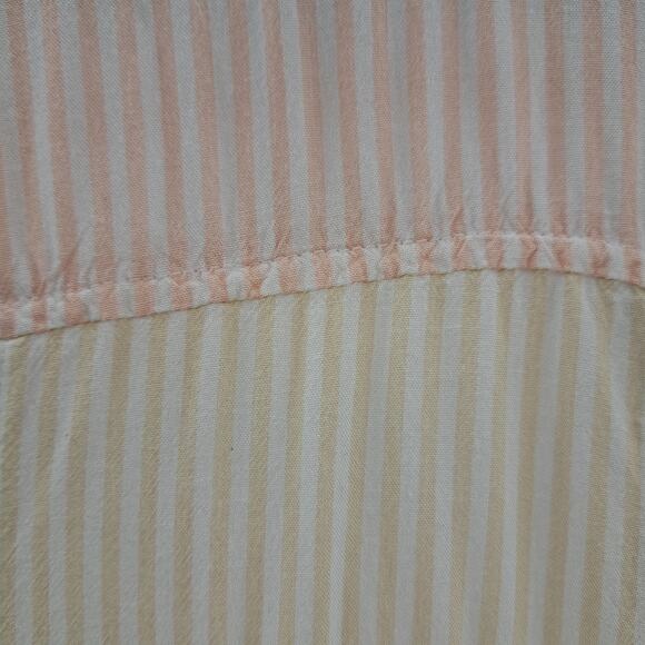 Free People Blouse Shirt S Cape Town Colorblock Stripe Long Sleeve Peach Combo - Picture 10 of 15